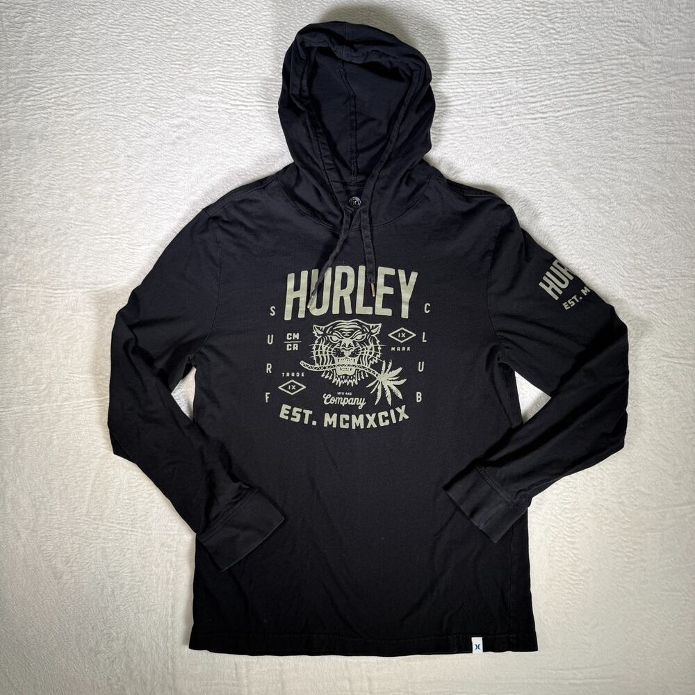Hurley Mens Long Sleeve Tshirt Hoodie S Grunge Skate Surf Y2K Vintage Streetwear